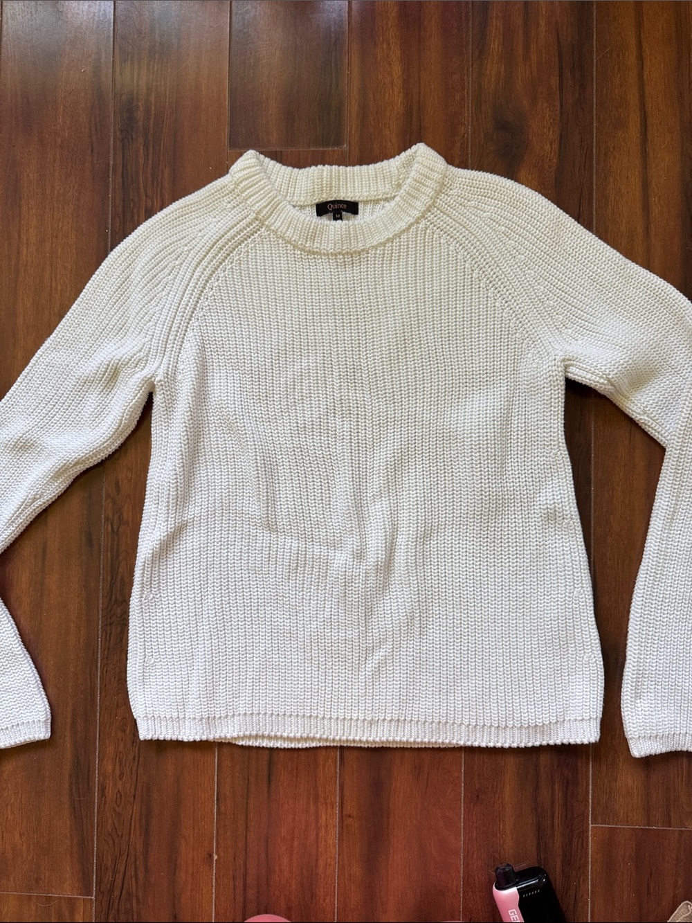 Quince Cream Cotton Knit Crewneck Sweater NWOT